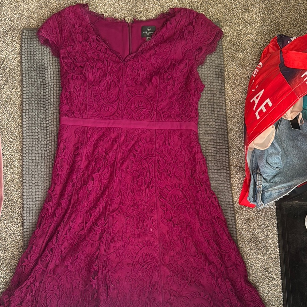 Elegant Lace Burgundy Dress
